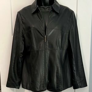 Anne Klein Genuine Leather Zip Up Jacket Fully Lined Size M
